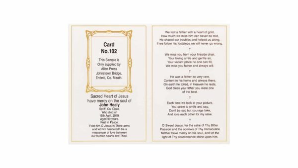 Memorial Cards - 102 - Jesus and Mary