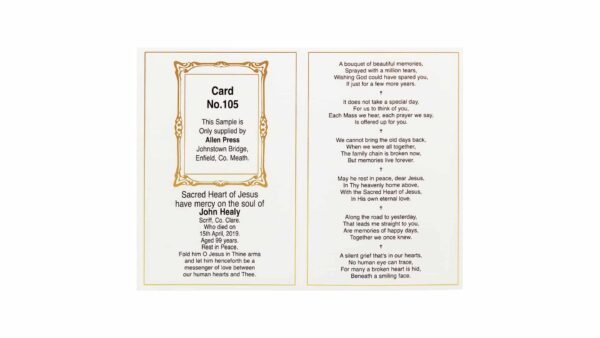 Memorial Cards - 105 - Our Lord with Doves and Lambs