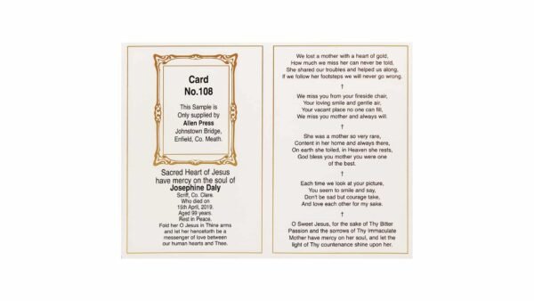 Memorial Cards - 108 - Lady of Lourdes