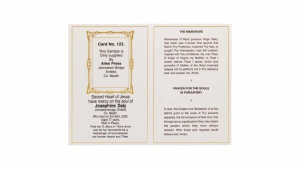 Memorial Cards - 123 - Our Lord In Garden