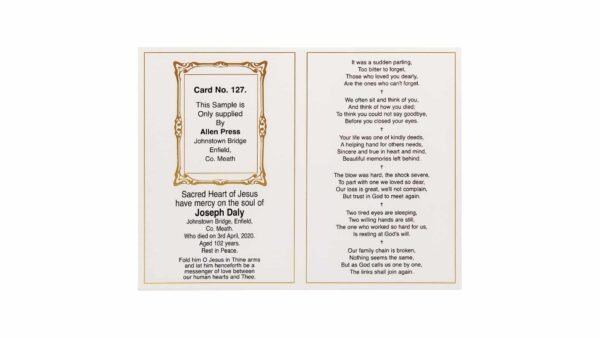 Memorial Cards - 127 - Dove and Chalice with Our Lady of Lourdes