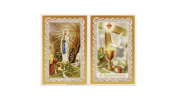 Memorial Cards - 127 - Dove and Chalice with Our Lady of Lourdes