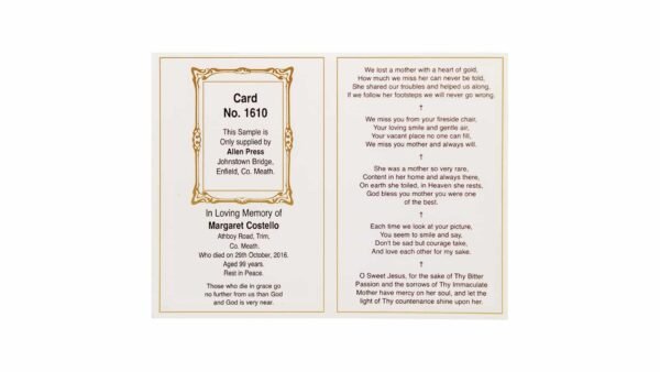 Memorial Cards - 1610 - Setting Sun