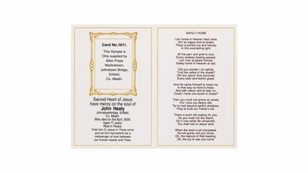 Allen Press-Memorial Cards-1611-Lady of Lourdes and Praying Hands-Inside Memorial Cards - 1611 - Lady of Lourdes and Praying Hands