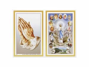 Memorial Cards - 1611 - Lady of Lourdes and Praying Hands