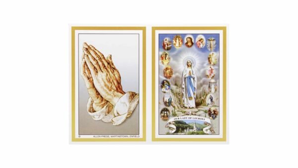 Allen Press-Memorial Cards-1611-Lady of Lourdes and Praying Hands-Outside Memorial Cards - 1611 - Lady of Lourdes and Praying Hands
