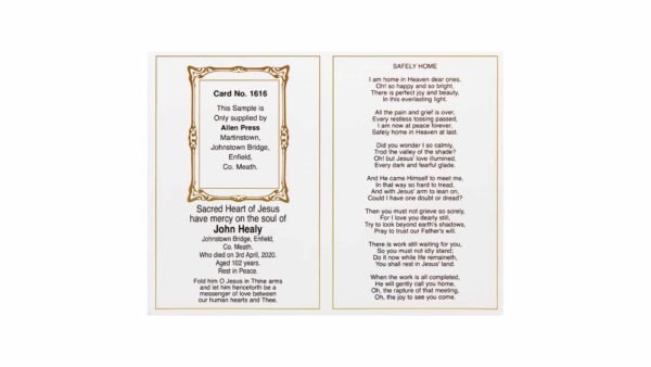 Allen Press-Memorial Cards-1616-Our Lady of Lourdes-Inside Memorial Cards - 1616 - Our Lady of Lourdes