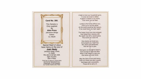 Memorial Cards - 200 - Our Lord in Oval Frame