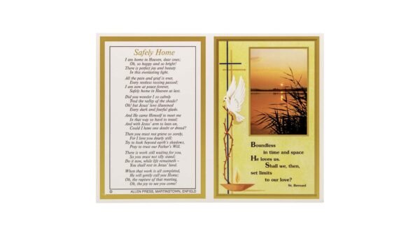 Allen Press-Memorial Cards-803-Sunset on Lake with Holy Spirit-Outside Memorial Cards - 803 - Sunset on Lake with Holy Spirit