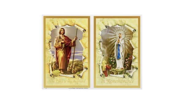 Allen Press-Memorial Cards-805-Our Lady of Lourdes with the Good Shepherd-Outside Memorial Cards - 805 - Our Lady of Lourdes with the Good Shepherd
