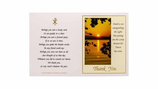 Memorial Thank You Cards - 12P - Sun Setting Over Lake