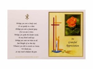 Allen Press-Memorial Thank You Cards-17A-Rose with Candle-Outside Memorial Thank You Cards - 17A - Rose with Candle