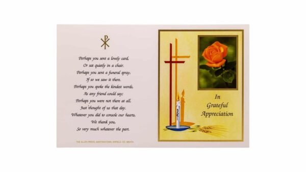 Memorial Thank You Cards - 17A - Rose with Candle
