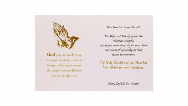 Memorial Thank You Cards - 18B - Dove and Chalice