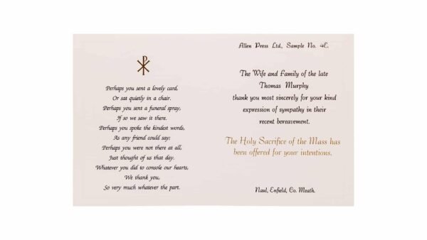 Allen Press-Memorial Thank You Cards-4E-Our Lord with Doves and Lambs-Inside Memorial Thank You Cards - 4E - Our Lord with Doves and Lambs