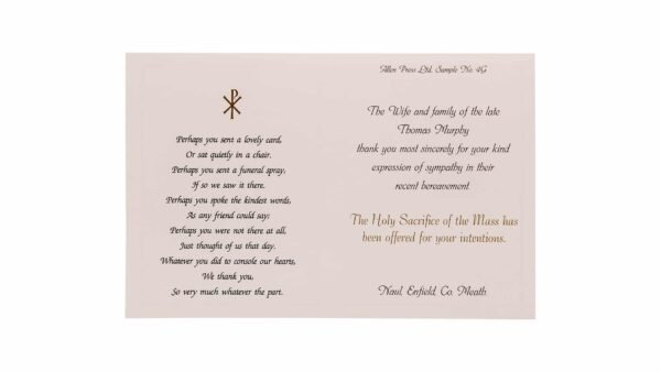 Allen Press-Memorial Thank You Cards-4G-Our Lady of Lourdes-Inside Memorial Thank You Cards - 4G - Our Lady of Lourdes
