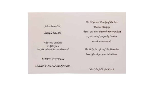 Allen Press-Memorial Thank You Cards-8M-Bench in Woodland-Inside Memorial Thank You Cards - 8M - Bench in Woodland